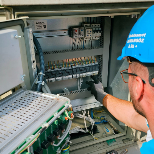 electrician working on the main board